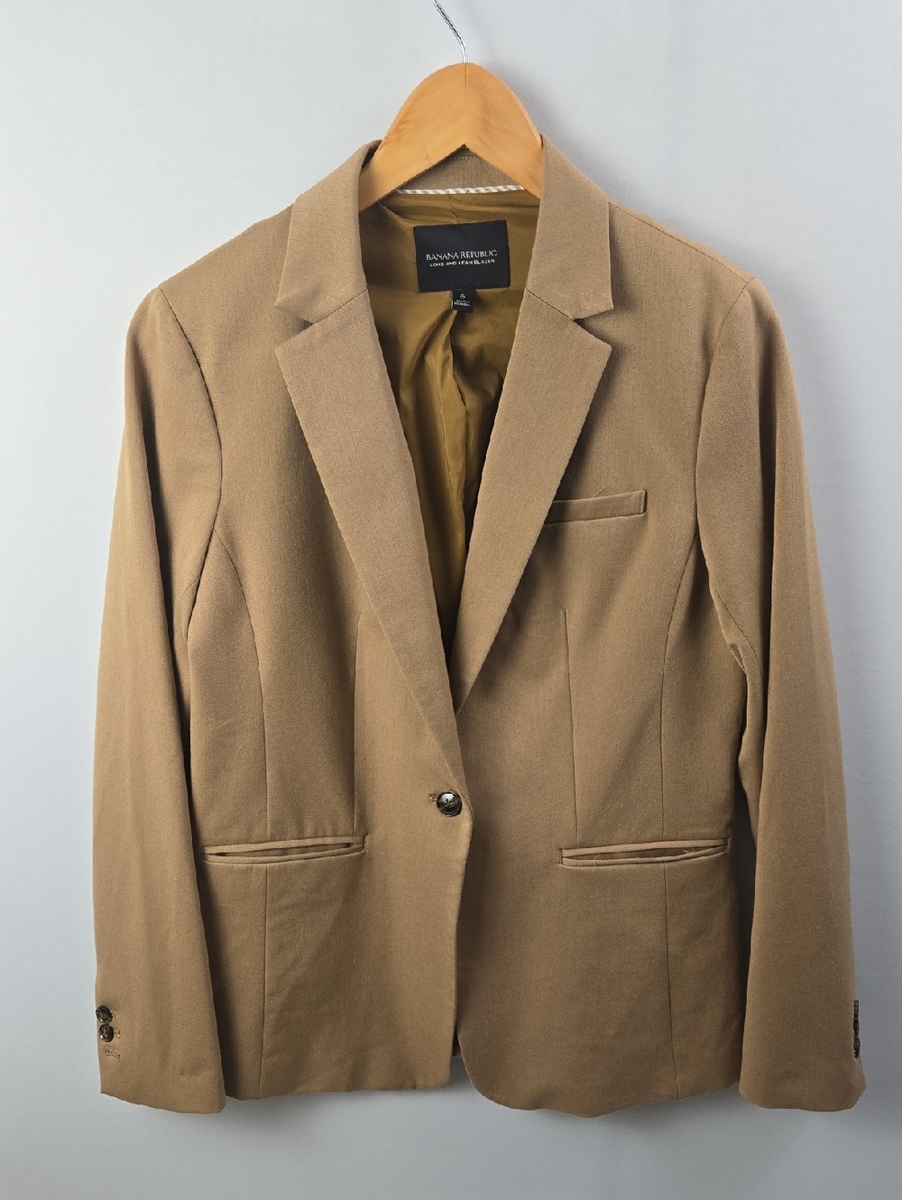 Banana Republic Long and Lean Blazer Camel Tan Women’s Single-Button Blazer Sz 6